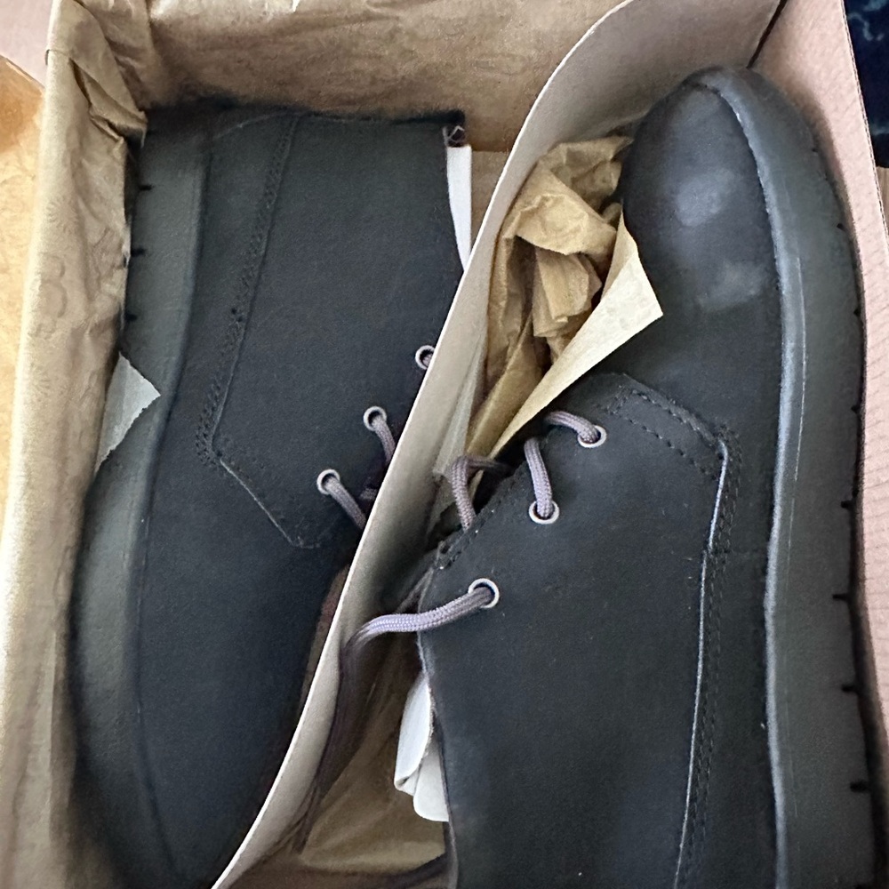 Kids Black UGG Leather Shoes